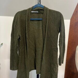 Dark Olive Drape-Front Cashmere Cardigan – Lightweight & Soft